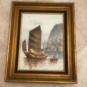 Vintage boat painting